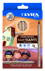 Lyra Color Giants kleurpotloden in huidskleuren ass 12 st. Karton met 12 ongelakte kleurpotloden in huidskleuren spectrum.